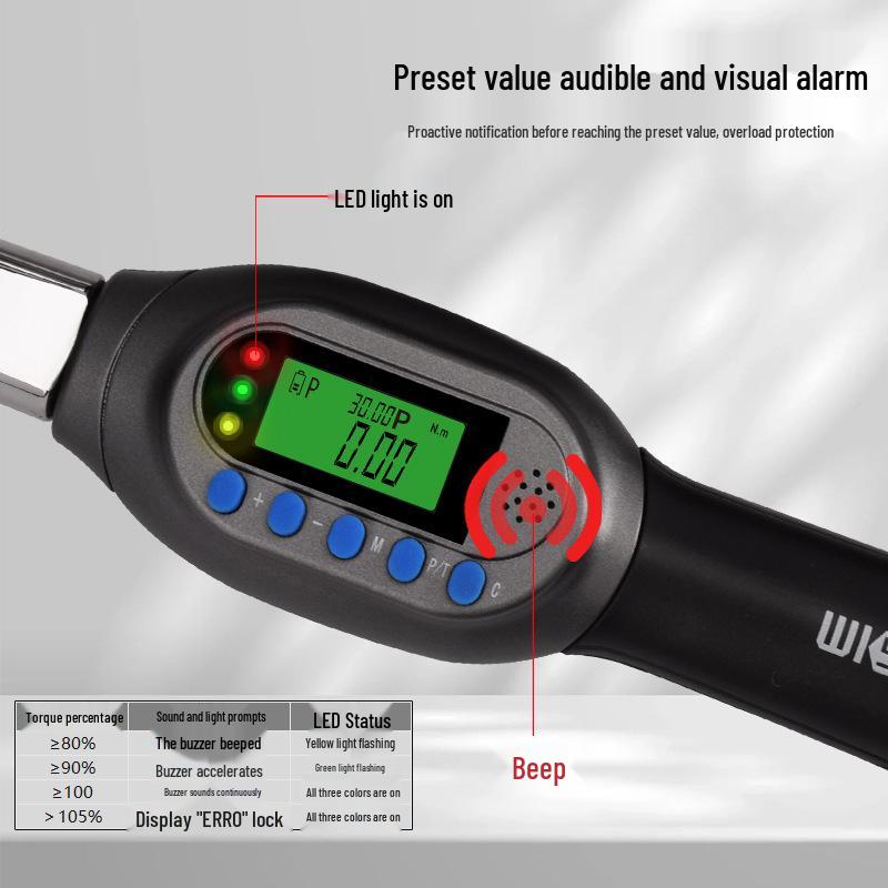Adjustable High-Precision Digital Torque Wrench with Interchangeable Head