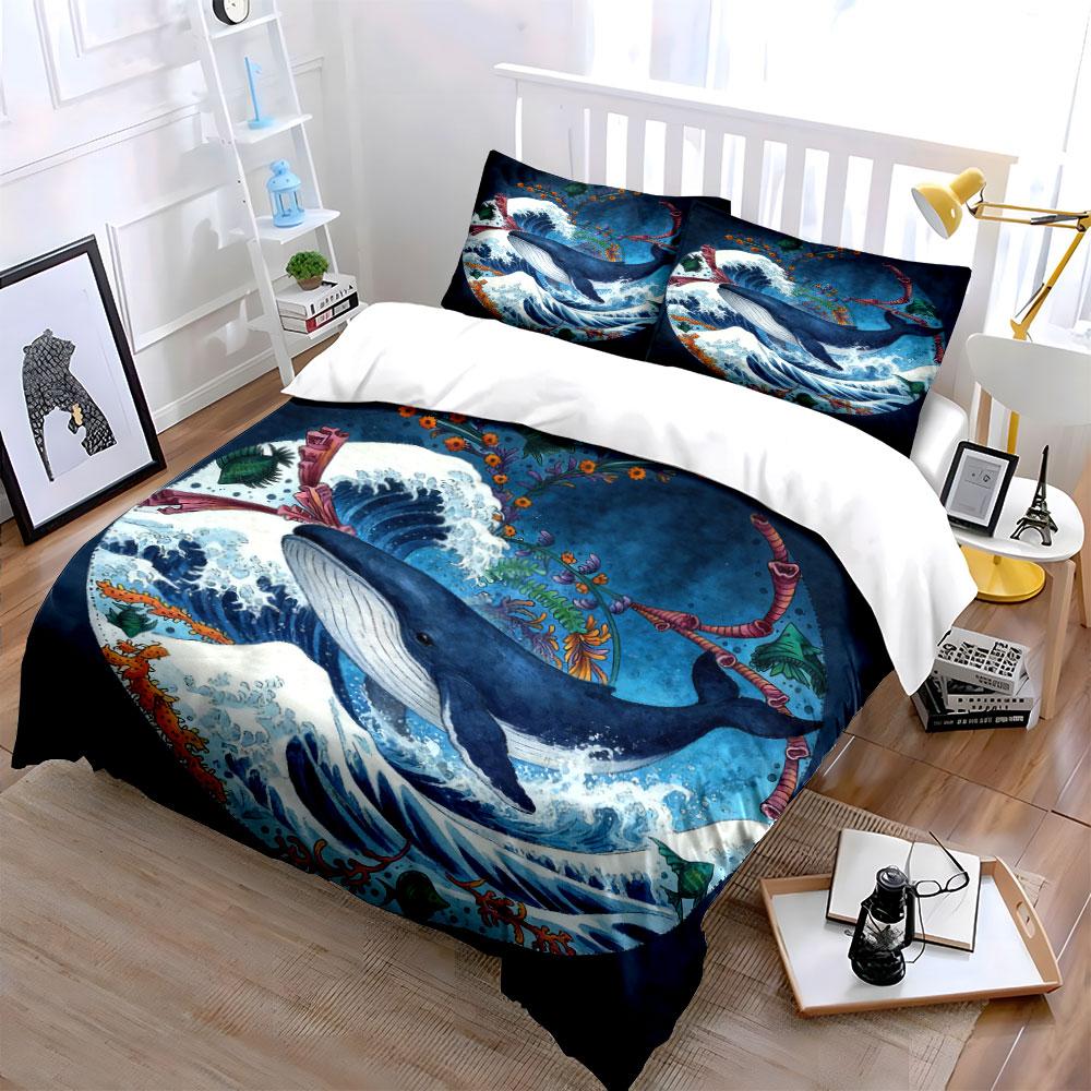 Ocean-Inspired Home Decor Set Soft Comfortable Duvet Cover Bedding Set Included 1*Duvet Cover & 2*Pillowcases, Gift