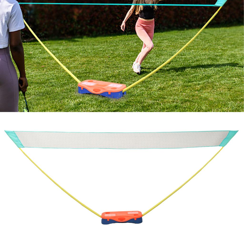 Portable Badminton Net Set with 13.1ft Net Storage Base Easy Setup for Indoor Outdoor Family Game Backyard Sports Blue Orange