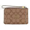 COACH clutch bag Corner Zip Wristlet 16 Letter Logo Logo Classic Print Stripes Coated Canvas and Cross Pattern Leather Wallet Mini Women's Silver