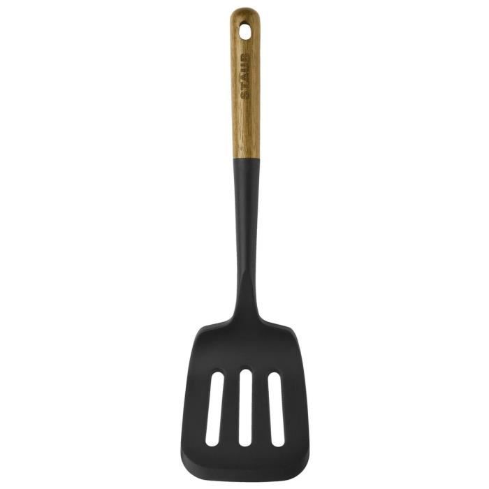 Spatule - STAUB - 31 cm - Silicone Noir - Bois d'Acacia - Ergonomique