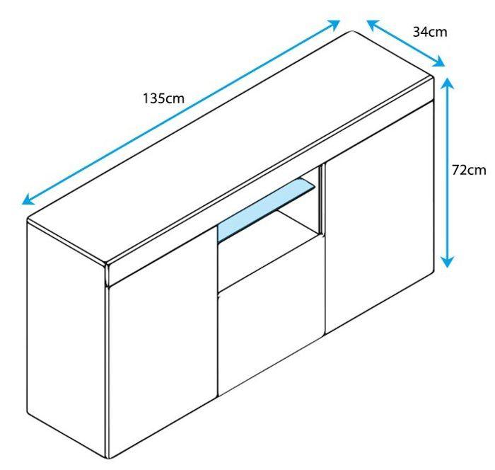 Buffet Bahut 2 portes 1 tiroir LED | 135 x 70 x 34 cm | Couleur Sonoma Finition Mate | Rangement | SEFORA