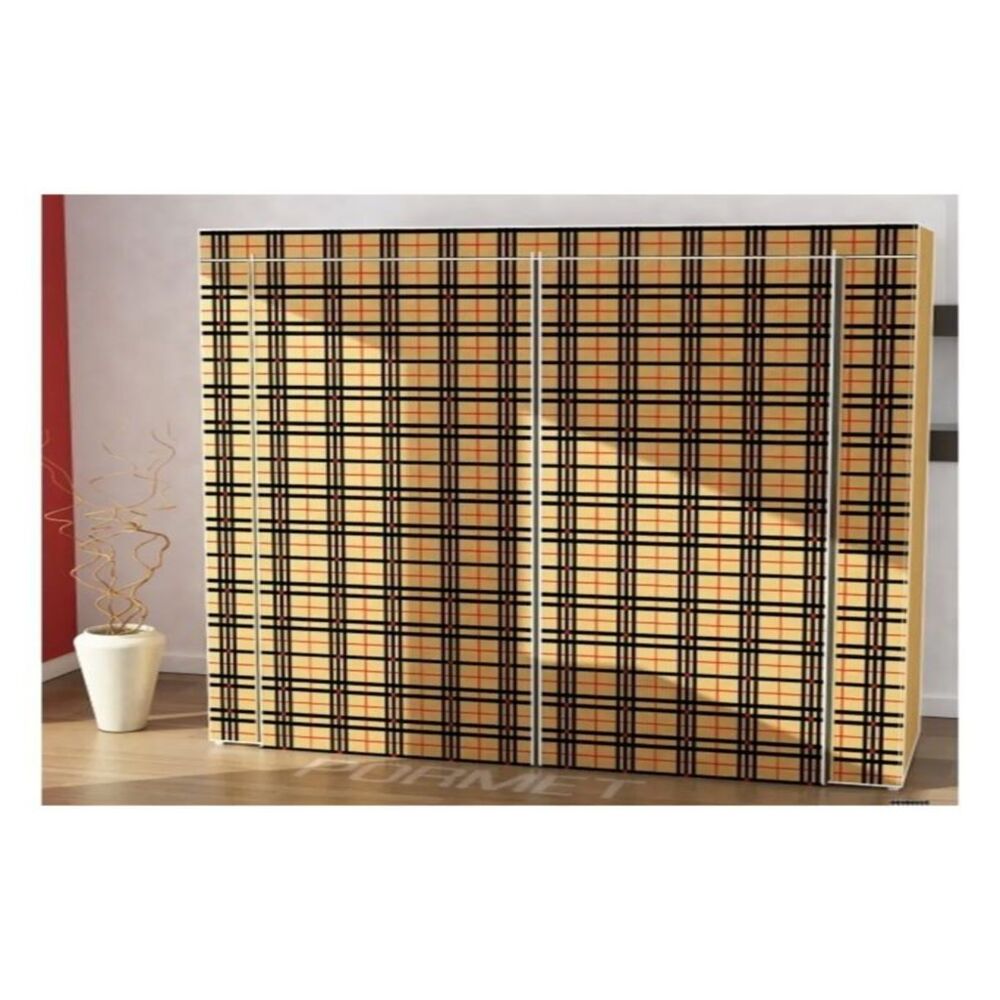 

senmasy Тканевый шкаф в клетку с двойными боковыми полками