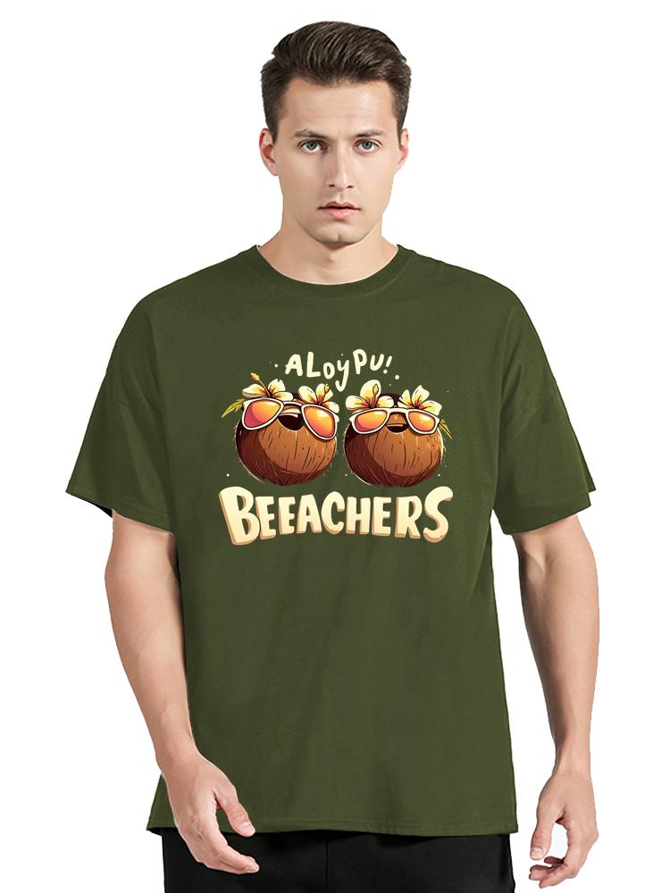 Coconut Bra Flower Boobs Hawaii Aloha Beaches Funny T-Shirt Round Neck Cotton Tshirt Tops Casual Men Clothing Oversized T Shirt S