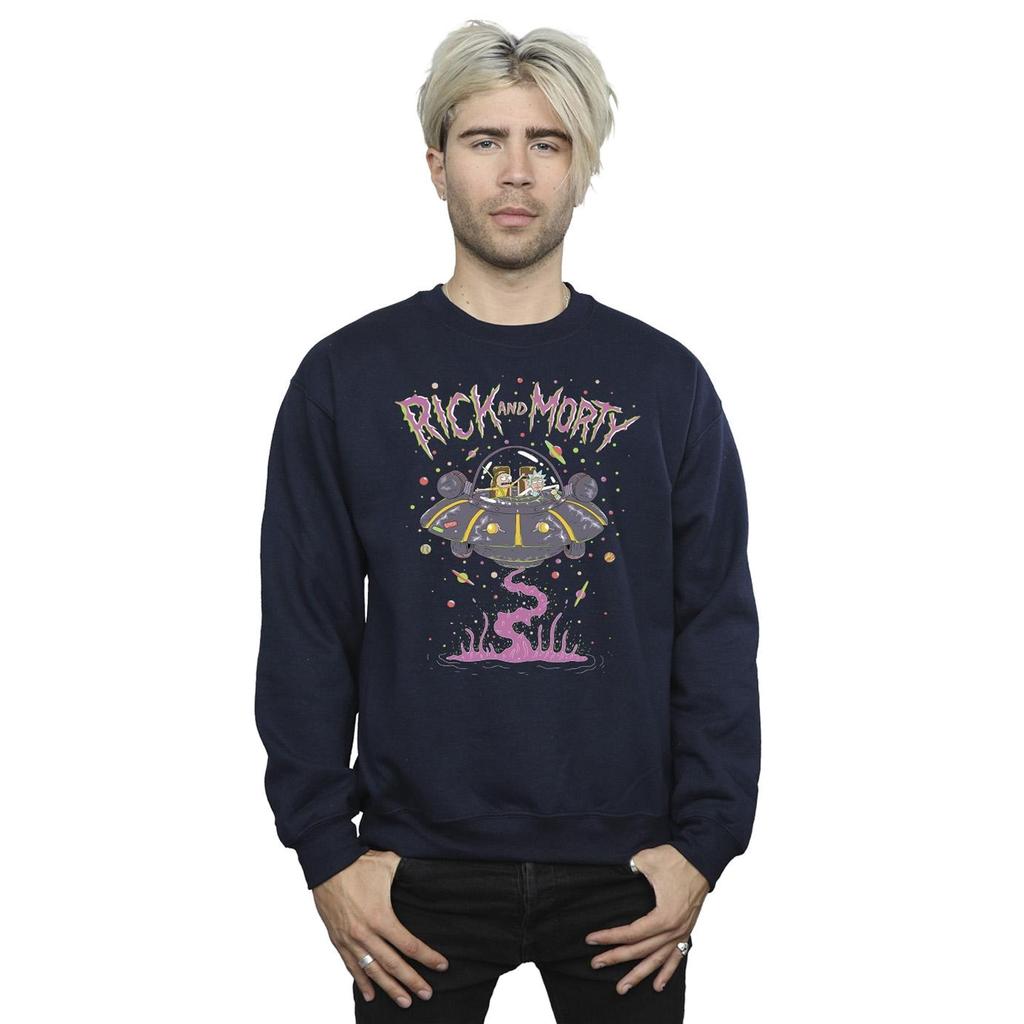Rick And Morty Mens Pink Spaceship Sweatshirt