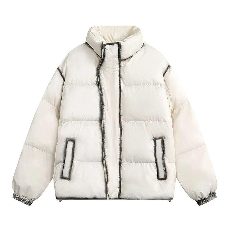 

American Retro Standing Collar Thickened Cotton Jacket Men s Casual Loose Fitting Warm Parka Couple s Street Harajuku Coat