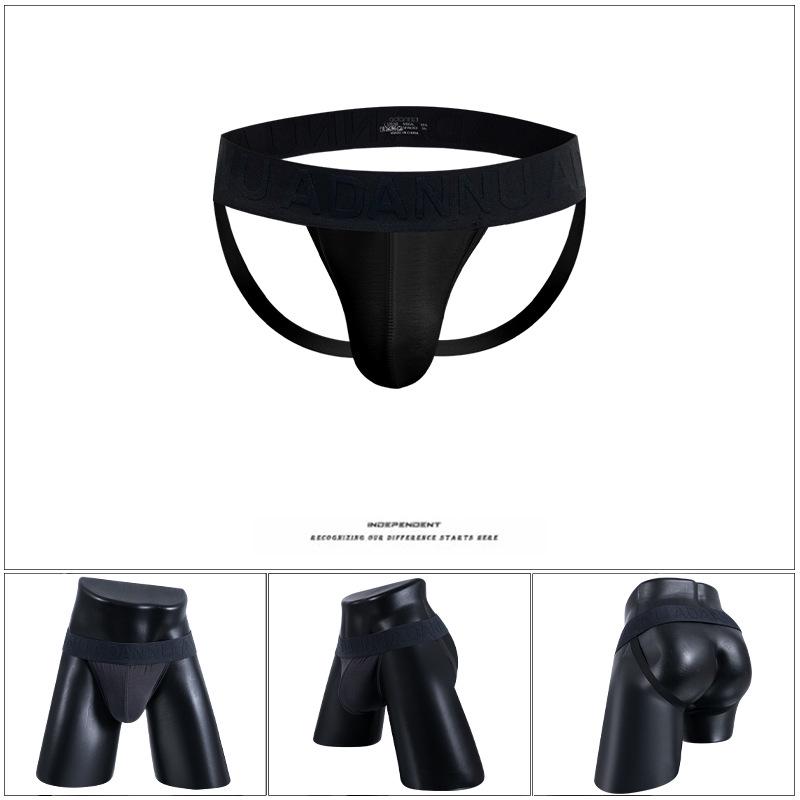 Herren geprägte doppelte Knopf-Eis-Seide Low-Rise Tanga - Atmungsaktive sexy Party-Slips