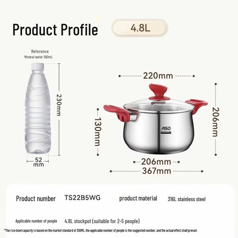 ASD 316L Stainless Steel Soup Pot