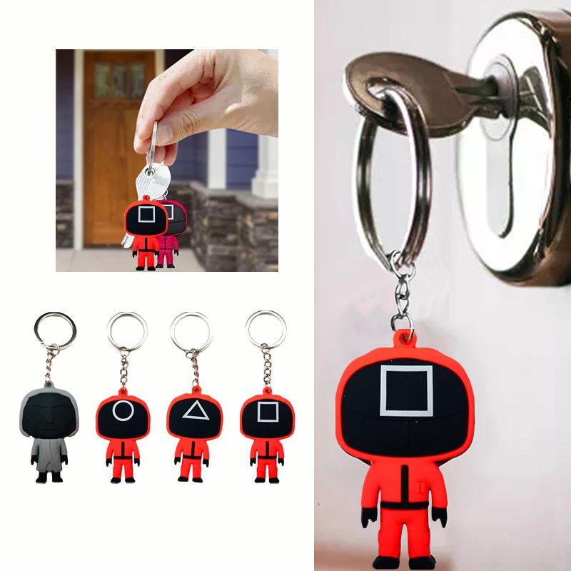 Brelok Kałamarnica Gra Czerwony Strażnik Pracownik Figurka Brelok Zawieszka do Samochodu Plecaka