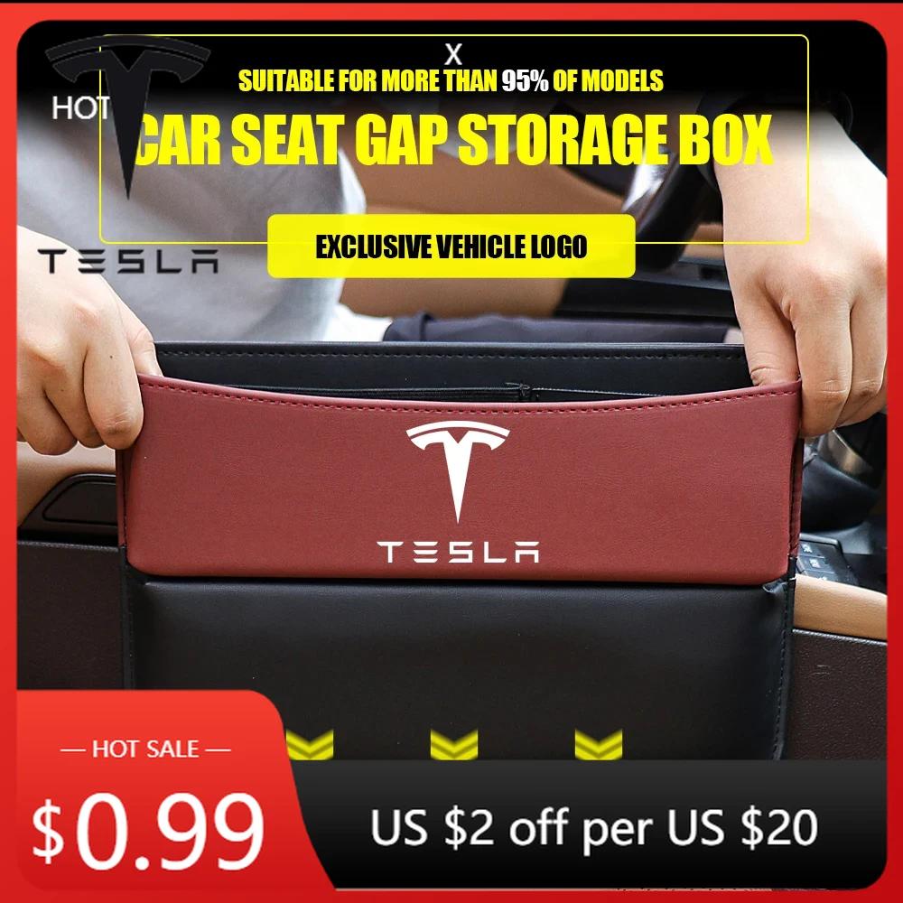 Car Sticker 2025 Hot 1/2Pcs Car Seat Crevice Storage Box Stowing Tidying Tools For Tesla Model 3 Y S X Roadster Juguete SpaceX C