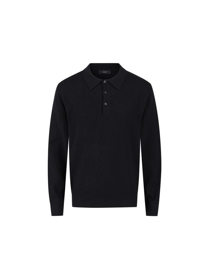 AND Z Men'S Merino Wool Fine Knit Collar Sweater_Bzf4Et1105Bk