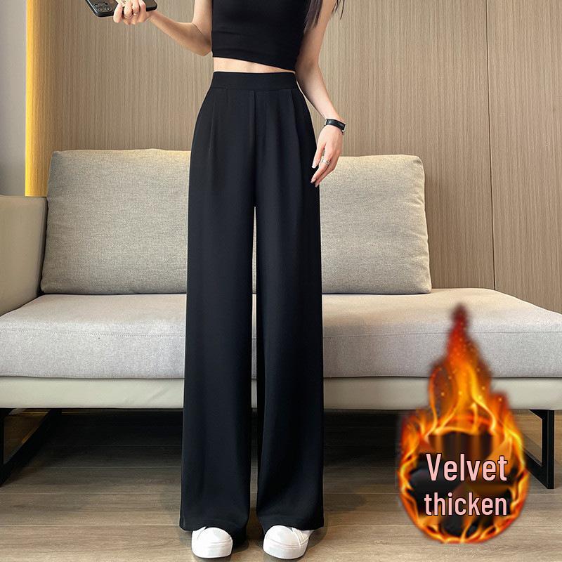 2026 Summer Women's High-Waist Korean Style Wide-Leg Slim Fit Cropped Suit Pants