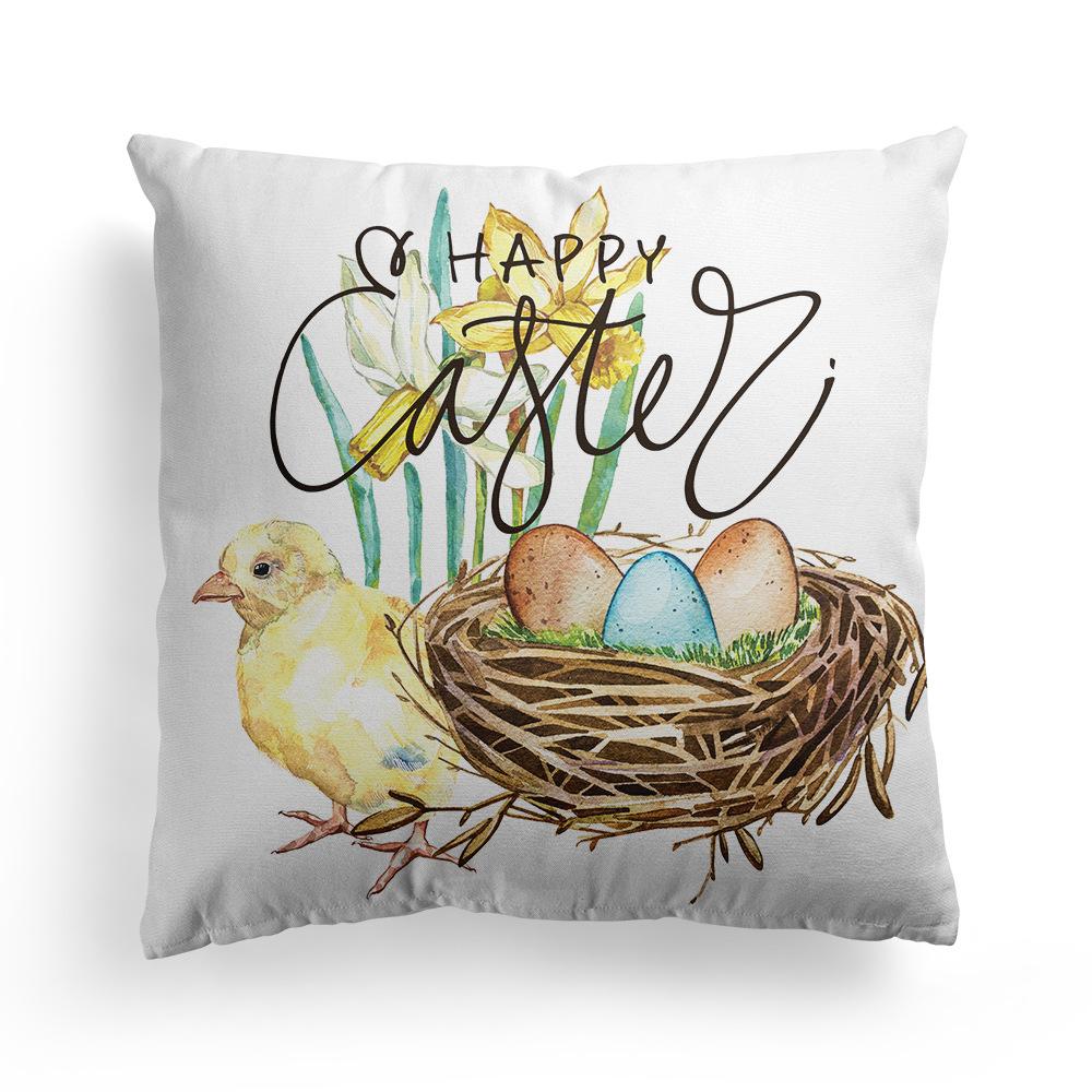 Easter Pillowcase Nordic Festival Rabbit Flowers Garland Home Peach Leather Velvet Pillow Cushion Cover