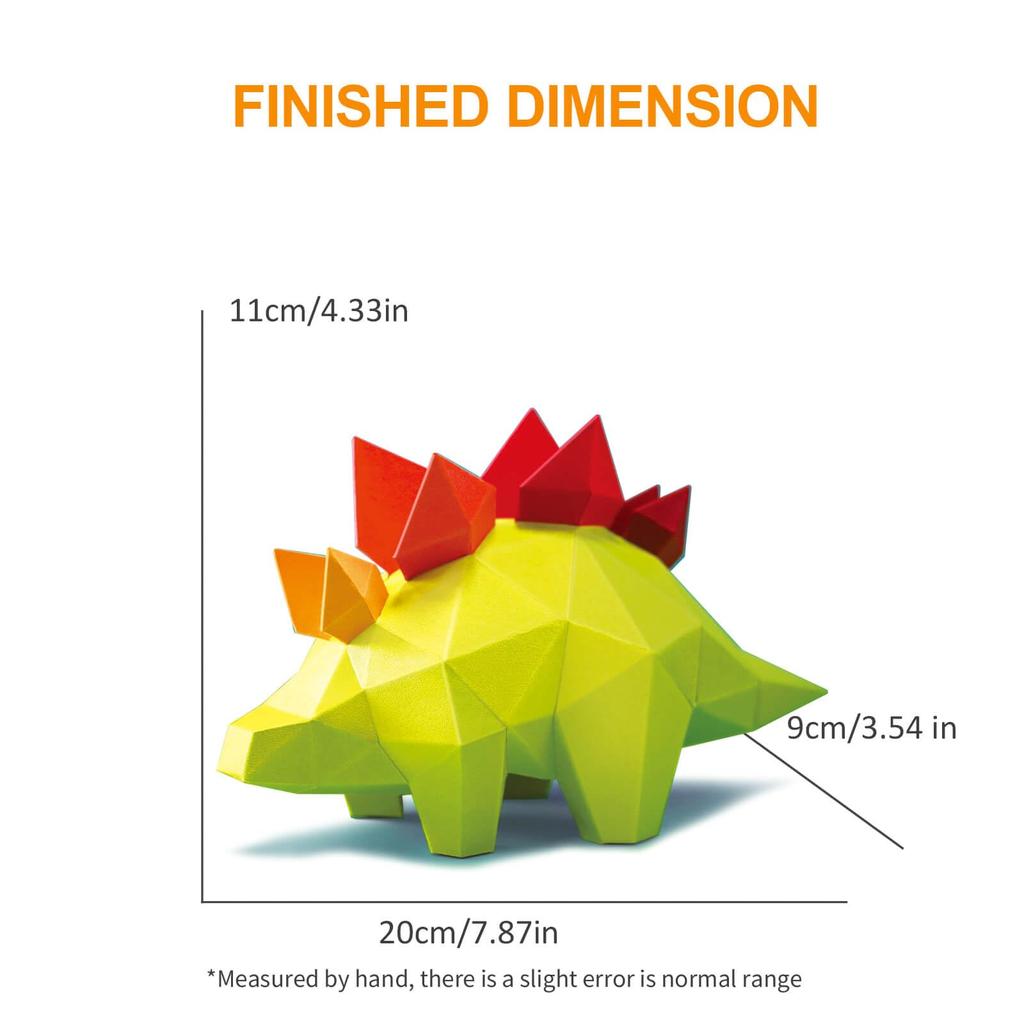 ORIGAMIPLANET 3D Dinosaur Origami Craft Stegosaurus Cute DIY 3D Paper Craft Home Decor for Teens Creative Handmade Animal Figure Paper Sculpture STEM