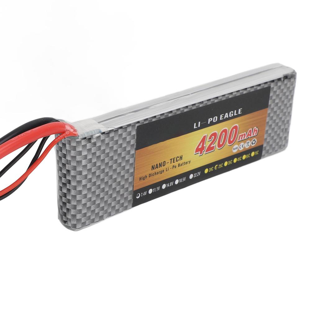 7.4V RC Drone Lithium Battery 2S 4200mAh 25C XT60 Connector Long Lasting Replacement Battery For RC