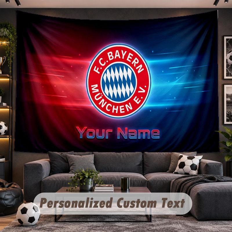Wall Hanging Tapestry Custom NameBayern Munich Pattern Personalized Printed Fabric Wall Decor