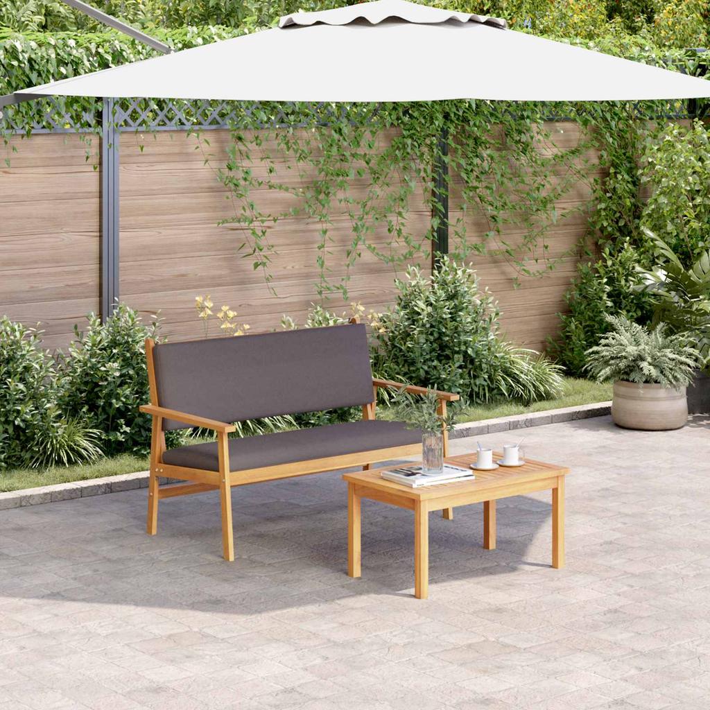 Garden Sofa Set with Cushions 2 Pcs Anthracite Solid Acacia Wood