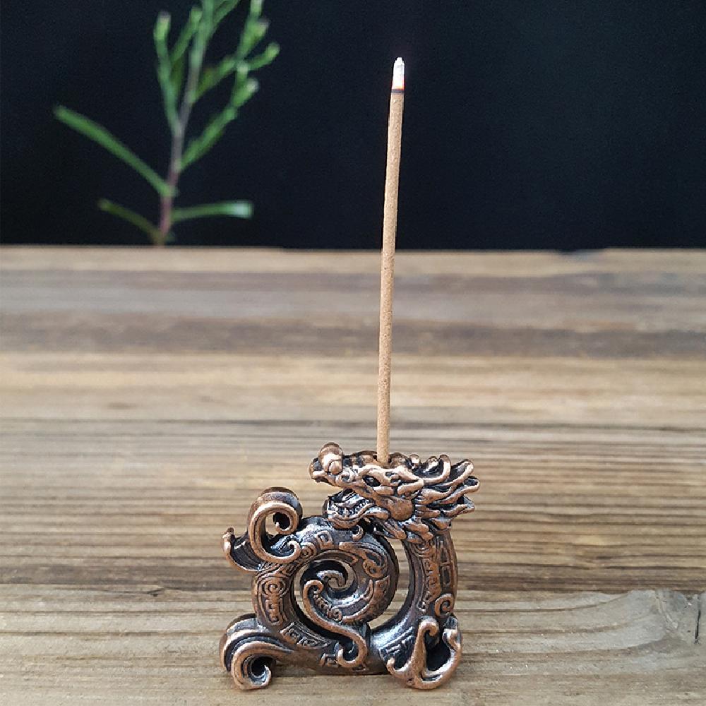 Lucky Feng Shui Chinese Dragon Creative Mini Retro Incense Holder Household Indoor Line Incense Burner Home Decor Craft