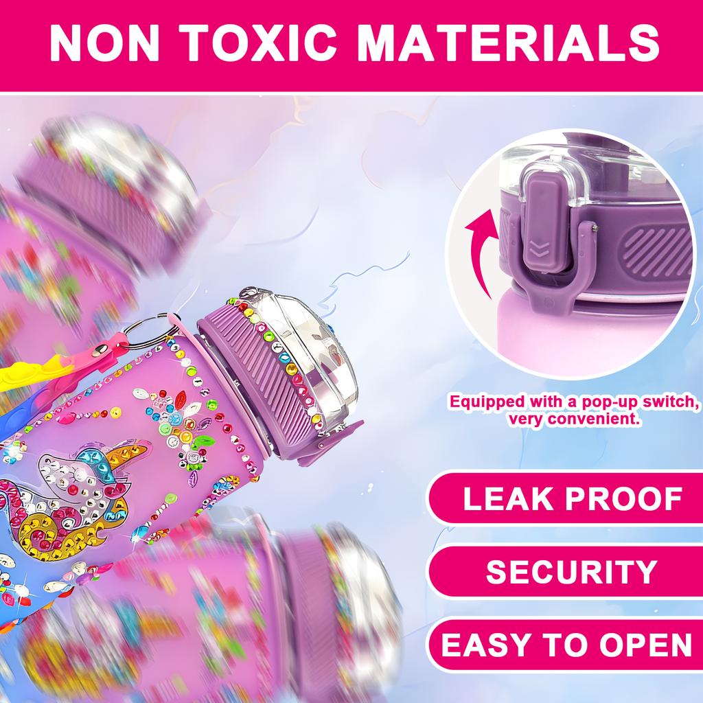 Water Bottle Kits Pretty Colorful Kids Water Bottle Gifts Safe Mermaid Water Bottle with Stickers Attractive Decorate Your Own