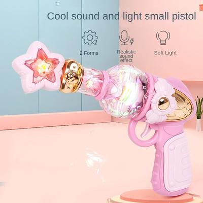 Meninas mágicas elétricas brinquedo arma som luz arma girando estrela decoração doce bonito princesa brinquedo não-disparando crianças presentes de aniversário