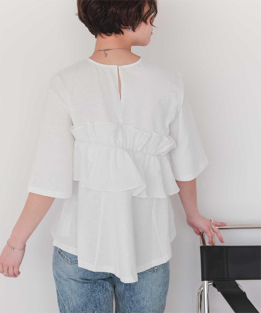 Titibait Asymmetrical Gathered Ruffle Docking Top Size (AFXP4333), Women's, Small, Off-White