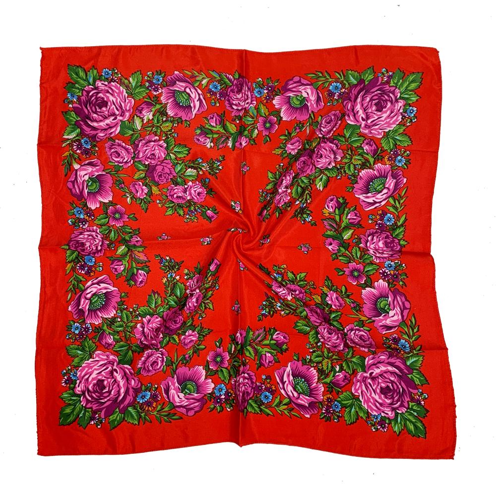 New Babushka Boho Square Bandana Women Head Wraps 70x70cm Muslim Shawl Floral Printed Russian Scarf