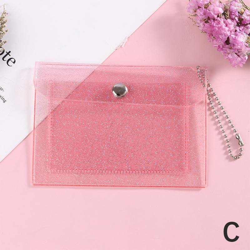 1Pc Women'S Credit Card Holder Wallet Transparent Waterproof Pvc Id Card Wallet