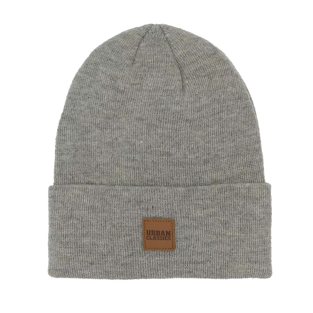Urban Classics Faux Leather Patch Long Beanie