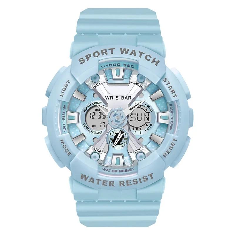 Female Elecrtonic Watch Middle School Student Sports Double Watch Temperament Wristwatch