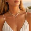 Colier stratificat cu lanț, Colier lung tip Y, Choker cu mărgele și pandantiv, Colier elegant cu 3 straturi pentru femei, Bijuterii pentru întâlnire, petrecere, birou