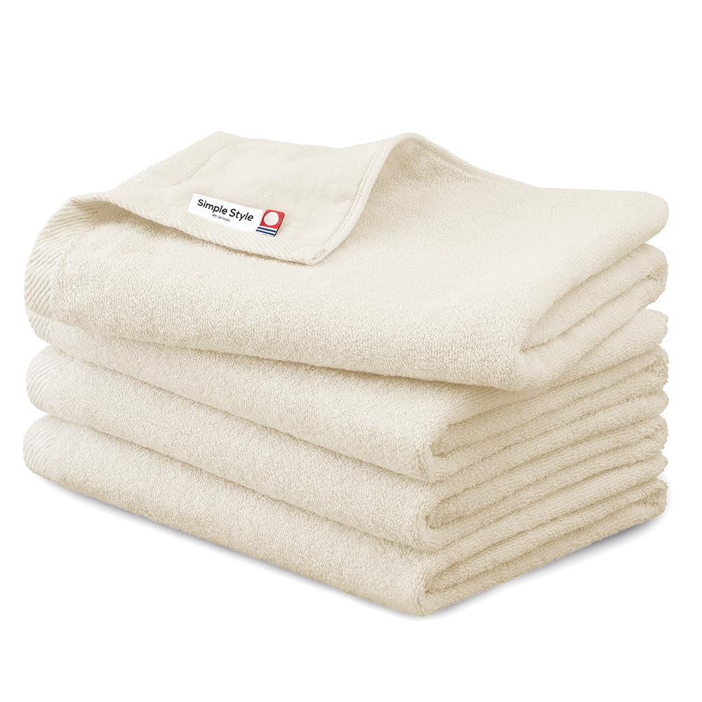 Iris Ohyama Imabari Towel Certified Bath Set of Gauze Reversible design with a breathable and soft gauze side and a quickly absorbent terrycloth Made