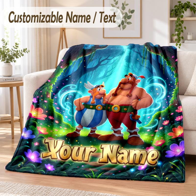 Couverture Flanelle Personnalisée Asterix & Obelix Douce Chaude pour Canapé Lit Utilisation Intérieure à la Maison