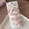 4pcs/set Pink Hairpins Sweet Fabric Bow Children's Hair Clips Hairgrips Girls Bangs Side BB Clip Kids Headwear Hair Accessories