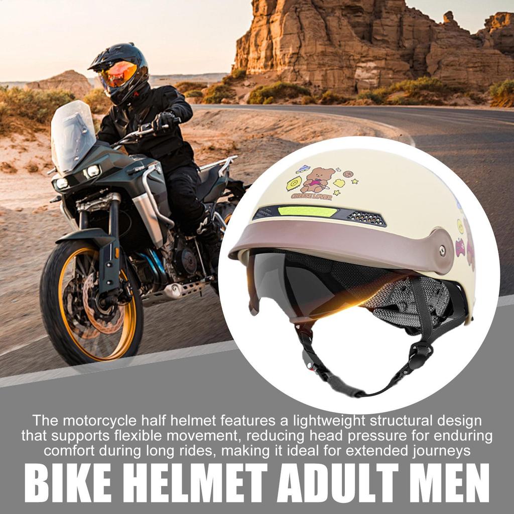 Open Face Motorcycle Helmet Sun Visor Cycling Helmet Quick Release Head Gear For Men Women ATV Cruiser Bicycle Mountain