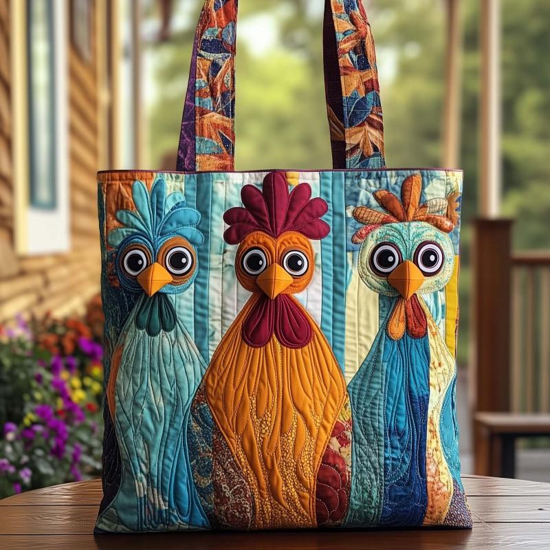 Chick Print Quilted Tote Bag Crossbody Medium Size Street Style Daily Use