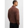 BOSS Regular Fit Soft Suede Jacket Zip Front Dark Brown 50528014204 