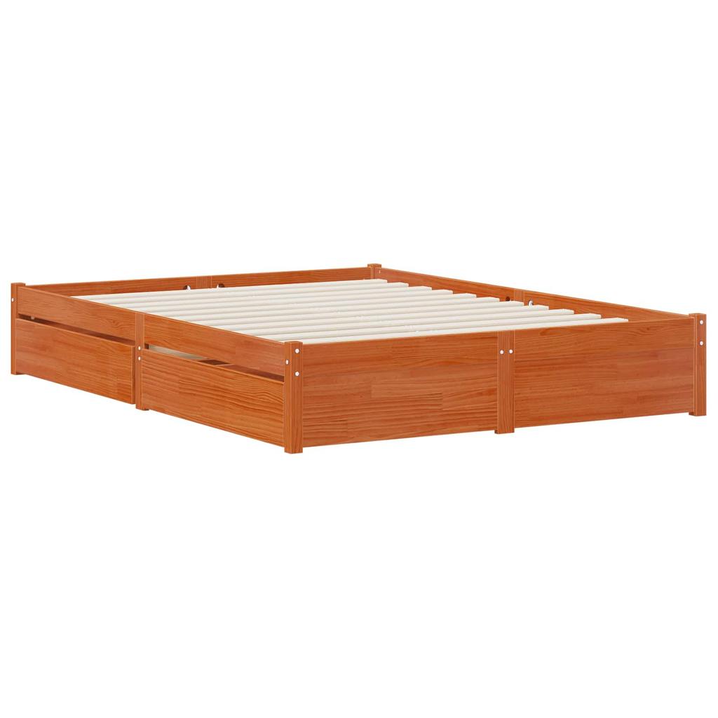 Bed Frame 2 pcs. Wax Brown 140 x 190 cm Solid Wood Pine