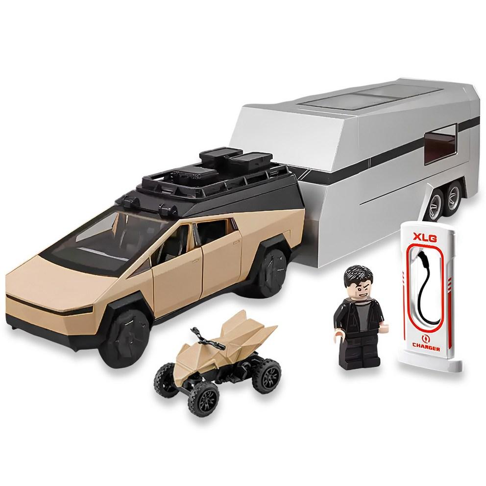 

Premium 1:28 Scale Die-cast Metal Cyber Pickup Truck Camping RV Model with Pull-Back Action - Beige