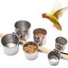 Parrot Feeding Cups Stainless Steel Food Water Bowls with Clamp Holder Bird Cage Feeders for Parakeet Small Animals