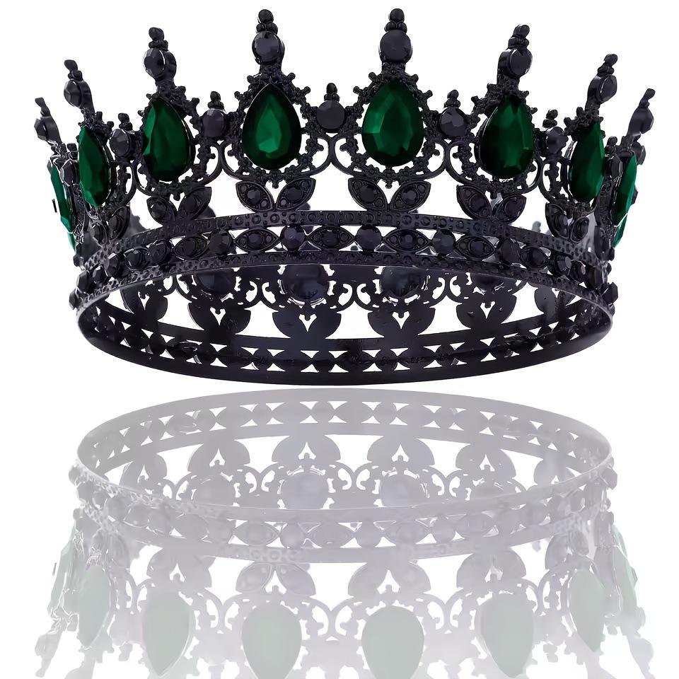 Baroque Round Crown Headwear European Style Bride's Wedding Dress Birthday and Coming of Age Gift Round Alloy Crown Hair Accessory