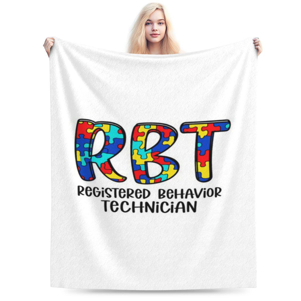 RBT Registered Behavior Technician Puzzle Typography Personalized Warm Gift An UltraSoft Micro Fleece Blanket 75x100cm