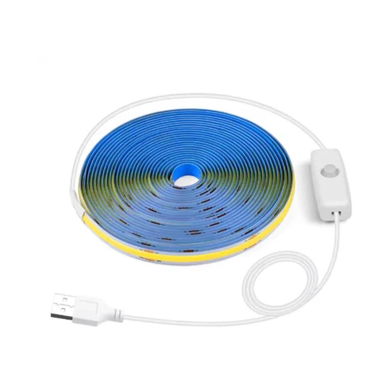 

COB LED Strip 320LEDs/M Flexible Ribbon Lamp Touch/Hand Motion Sensor Switch Dimmable for TV Gaming Desk Mirror Backlight Decor Warm White 1M