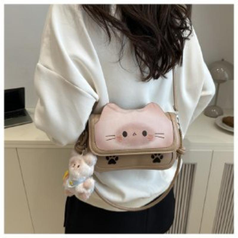 

Cute cartoon toasted toast cat messenger bag female 2 new light luxury niche high sense no pendant хаки