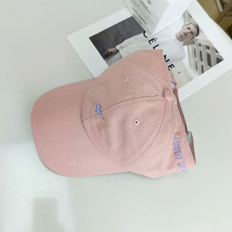 New High Ponytail Empty Top Hat Korean Sun Hat Love Embroidery Cap Female Sweet Face Hat