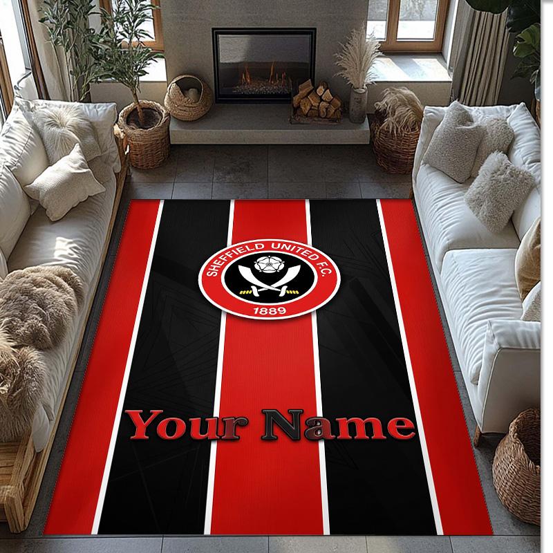 Sheffield United FC Printed Crystal Velvet Rug Non‑Slip Crystal Velvet Carpet For Sofa Bedroom Indoor Home Decoration