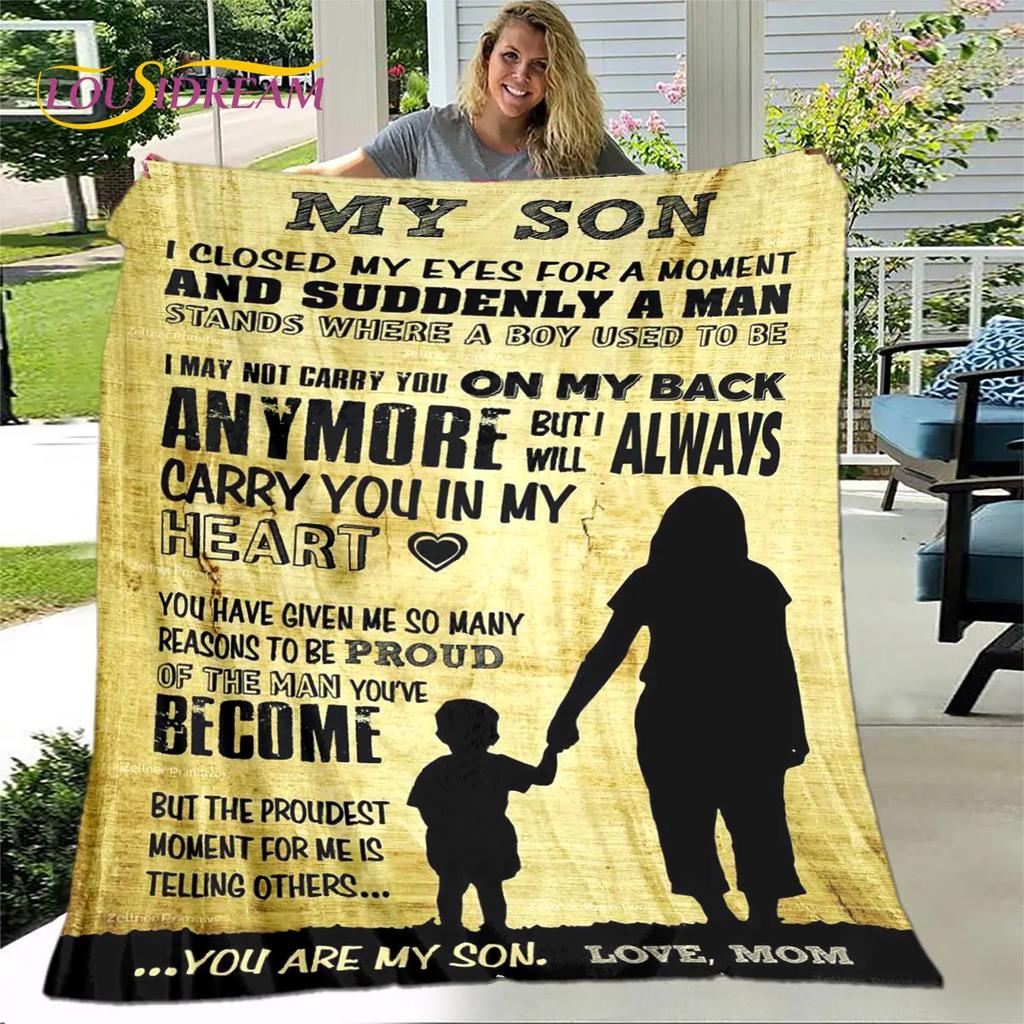 To My Son Plush Lion Wolf Dragon Eagle Quilt Blanket,Flannel Blanket Throw Blanket for Living Room Bedroom Bed Sofa Gift for Son