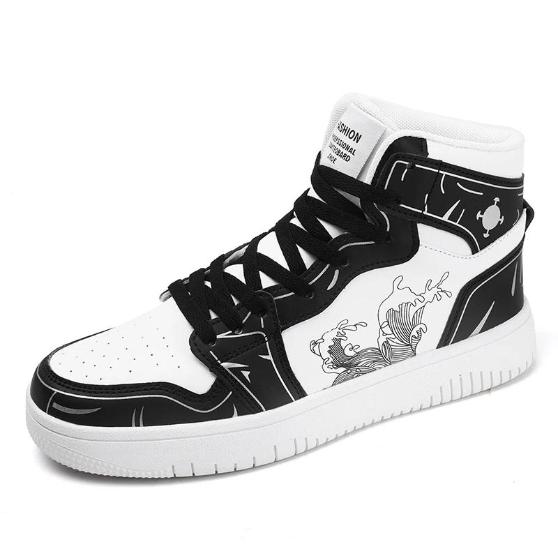 

Модная мужская повседневная обувь больших размеров 2025 Новая осенняя теплая нескользящая толстая подошва уличные кроссовки трендовые высокие на шнуровке удобная обувь для скейтборда 47