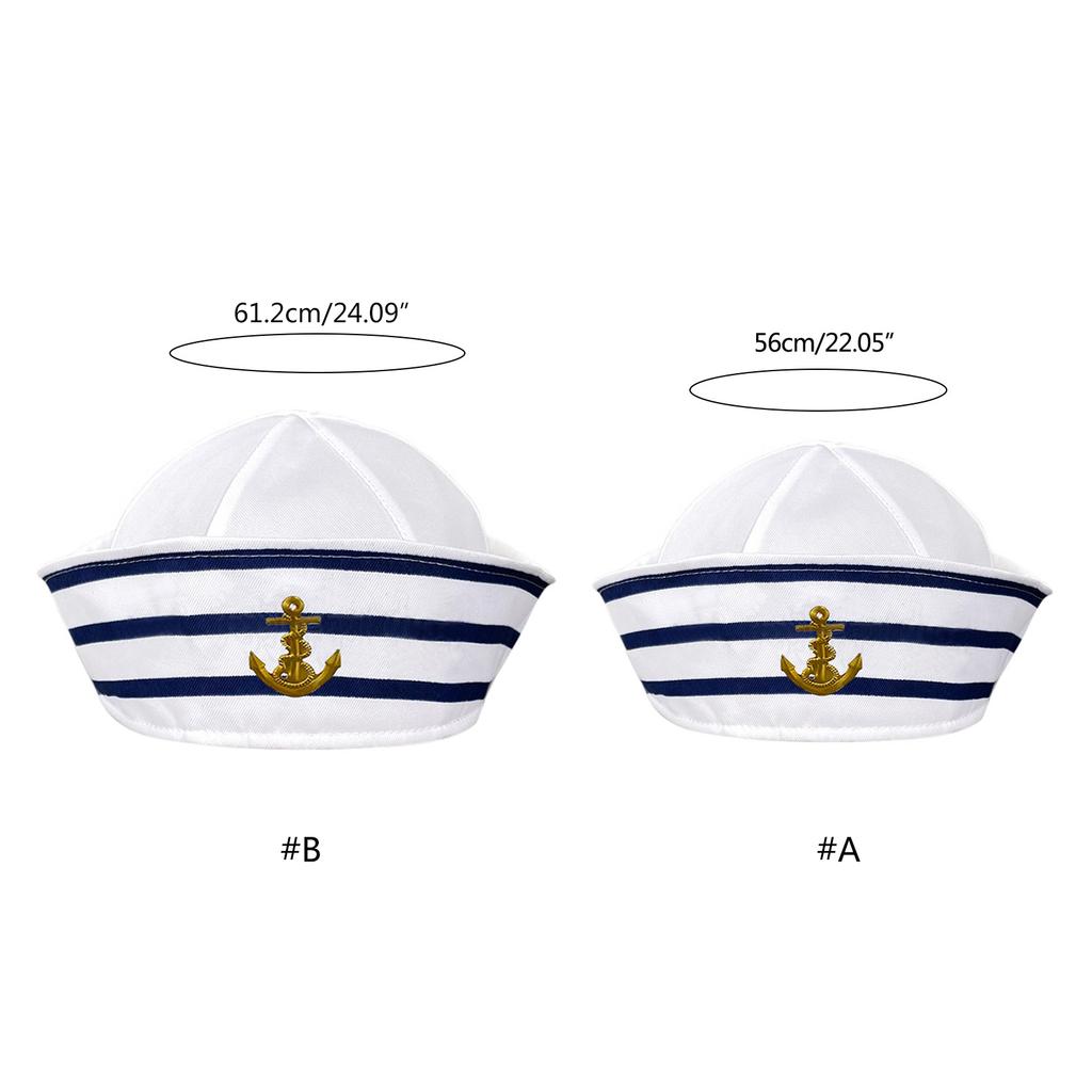 Fashion Sailor Hat with White&Blue Stripe Navy Hat with Anchor Print Cosplay Hat