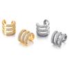 Three Layer C Shape Clip On Earrings For Women Ear Cuffs Without Piercing Fake Cartilage Earings AAAA Zirconia Geometric Zircon