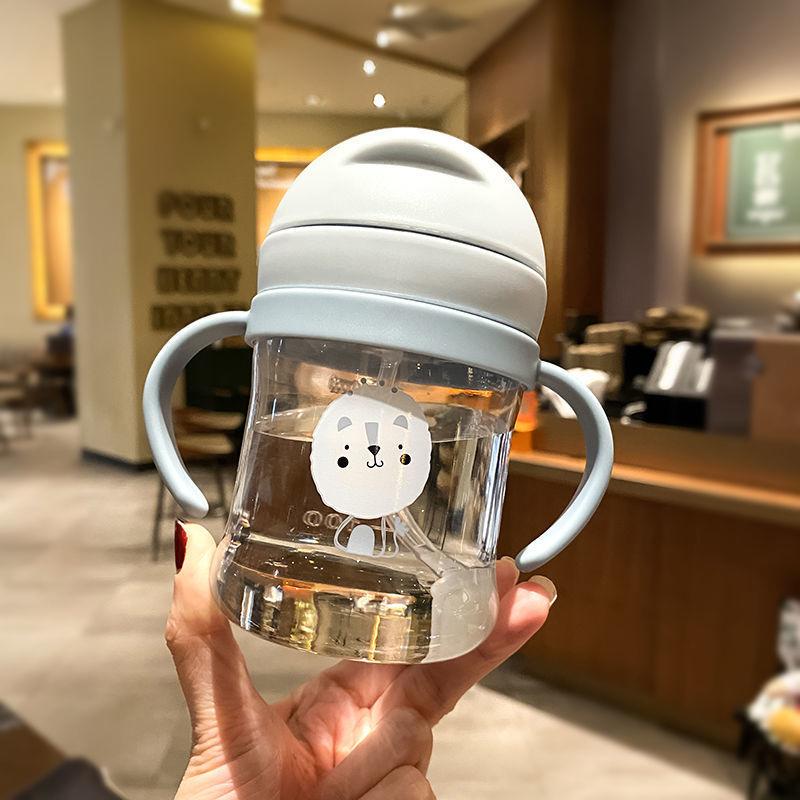 250Ml Cartoon Pattern Outdoor Child Drinking Bottle Straw Cup With Suction Ball For Kids Training Portable Handle Water Bottle